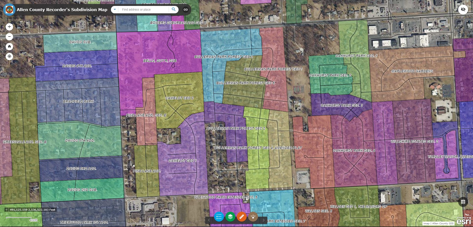 Screenshot from the Interactive subdivision locator map