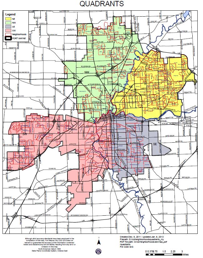 Fort Wayne Neighborhoods quadrants