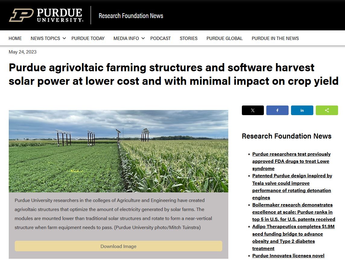 Purdue Agrivoltaic Farming