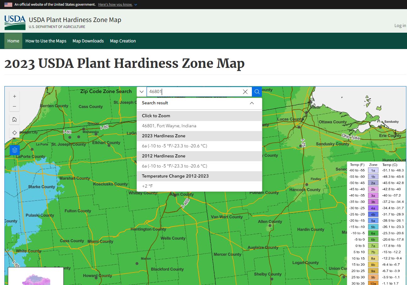2023 USDA Plant Zone Hardiness Map 