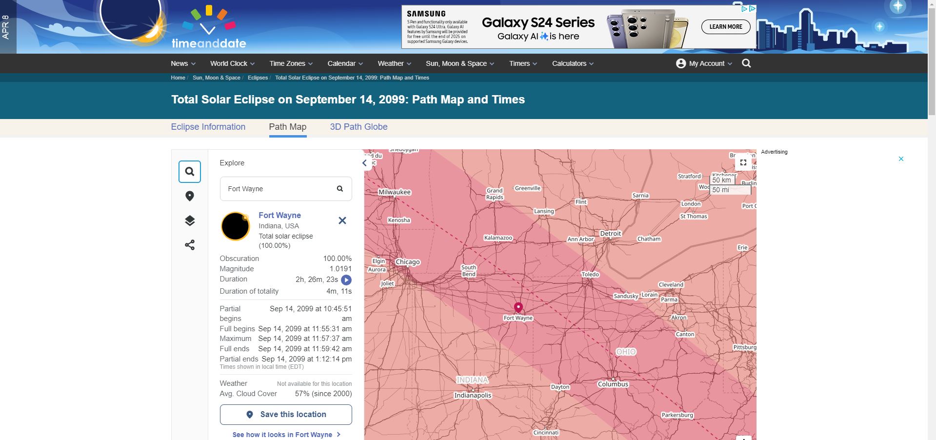 100% Fort Wayne Total Cliipse September 14, 2099