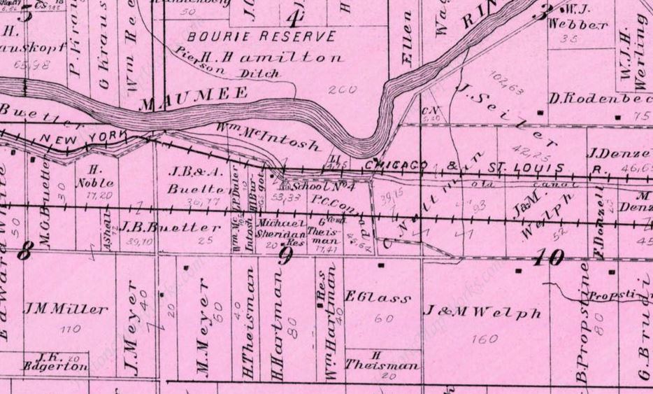 Adams Township Cemetery in Section 9 of 1898 Atlas