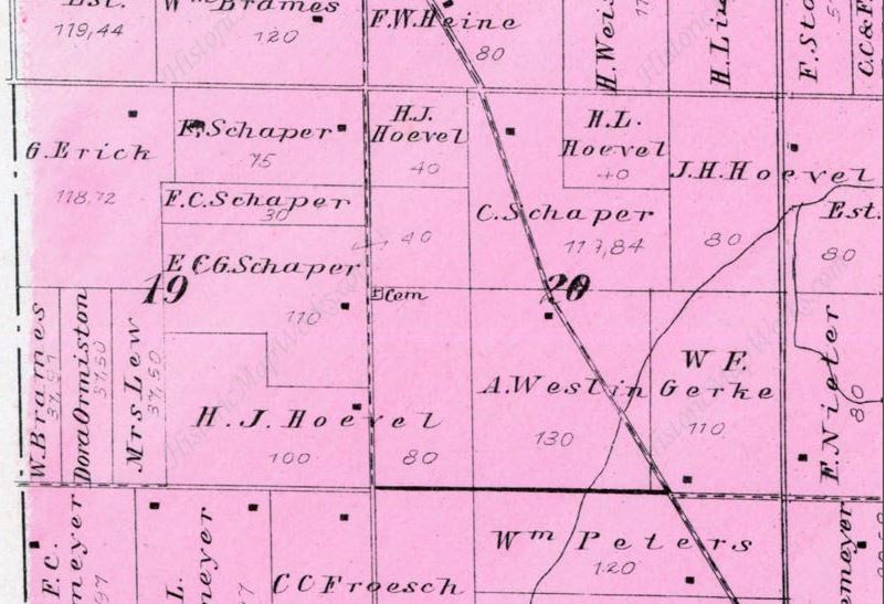 Section 20  of the 1898 Standard Atlas of Allen County, Indiana