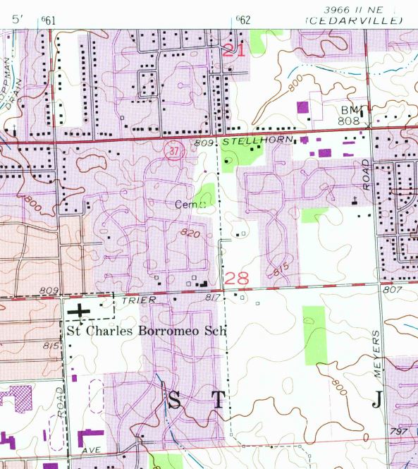 1974 USGS map showing Kukuck Cemetery location