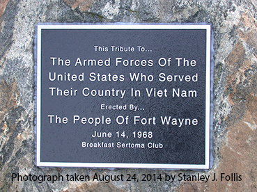 Vietnam Memorial Tank plaque