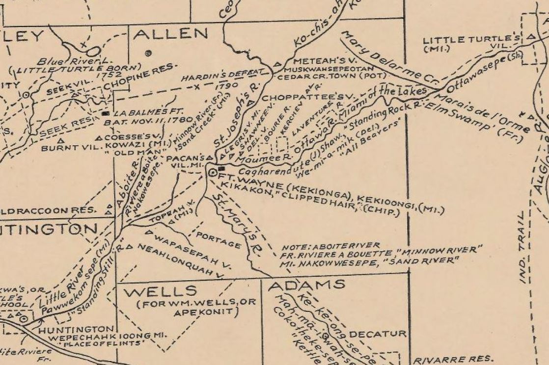 Zoomed into the map Indiana: The influence of the Indian upon its history