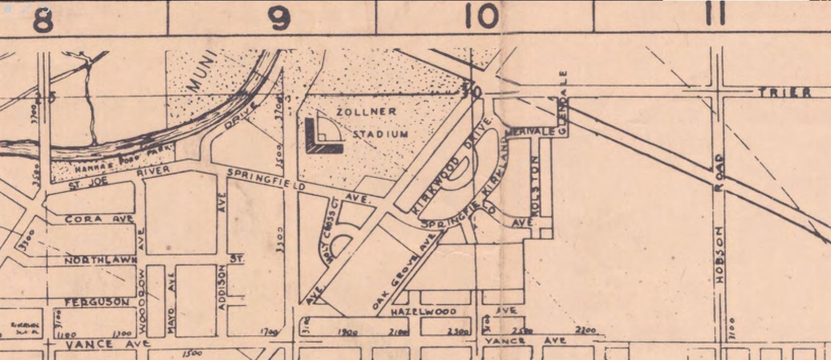 1940-1949 Municipal Beach Zollner Stadium area