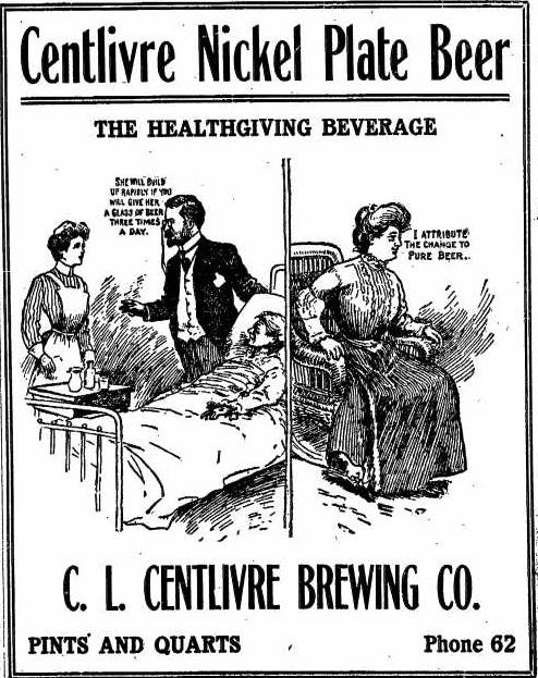 June 16, 1907 Centlivre Nickel Plate Beer advertisement