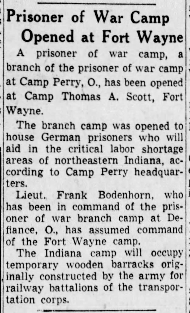 1944 Camp Scott Indianapolis Star