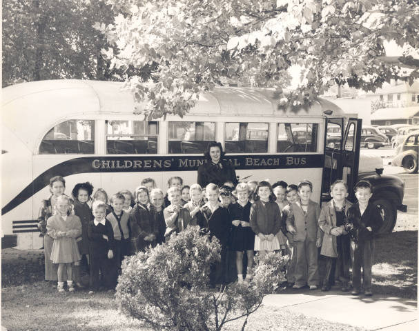 1950 Municipal Beach Bus Carries Children to Firehouses