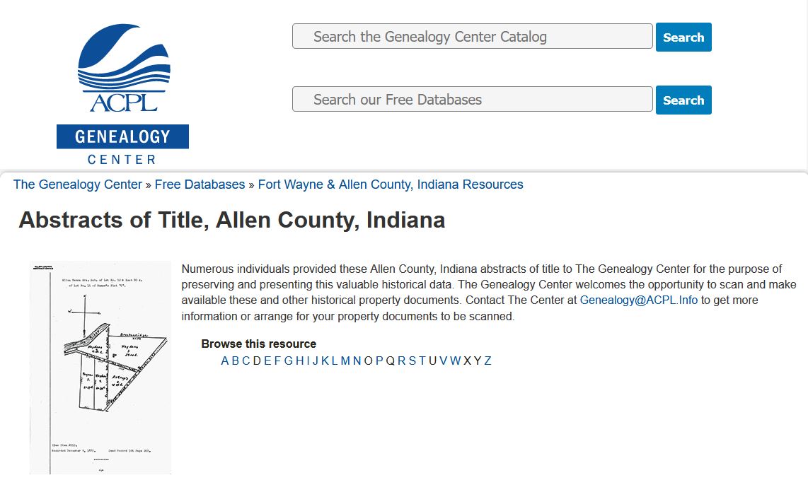🔍Abstracts of Title, Allen County, Indiana
