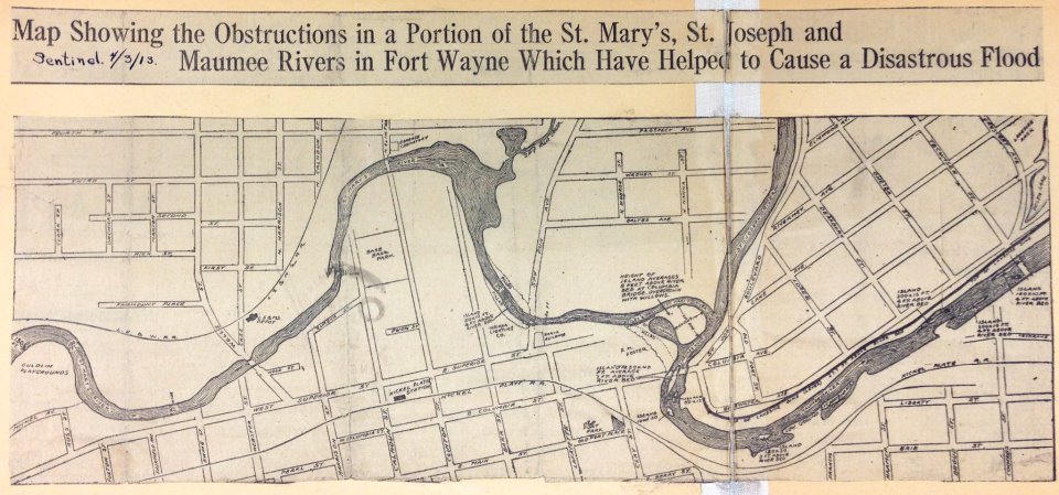 Map showing river obstructions 1913 flood 