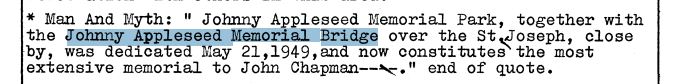 May 21, 1949 Johnny Appleseed Memorial Bridge dedication