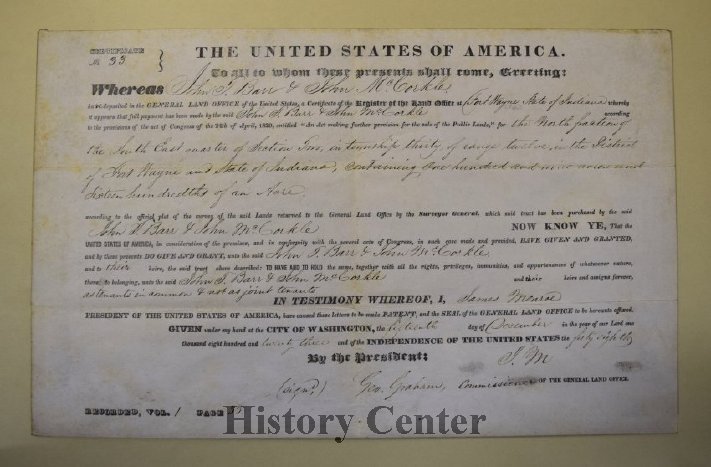 1823 Original Plat Certificate of Sale
