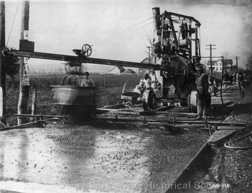 1914 Paving a section of Lincoln Highway East of Fort Wayne