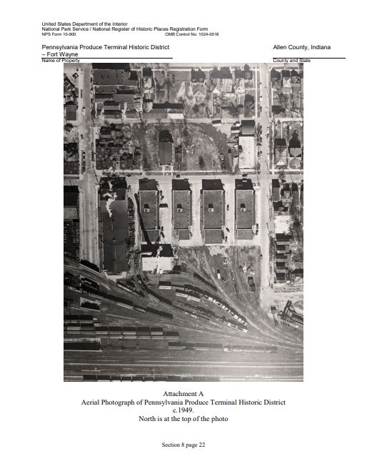 1949 aerial image Pennsylvania RR Produce Terminals