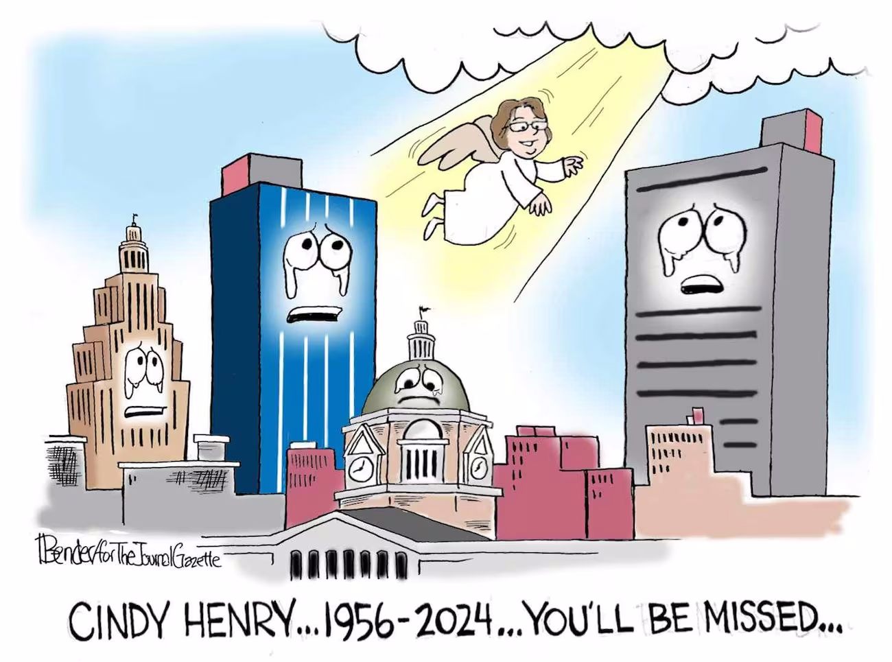 Cindy Henry 1956-2024 You'll Be Missed - Gregg Bender cartoon