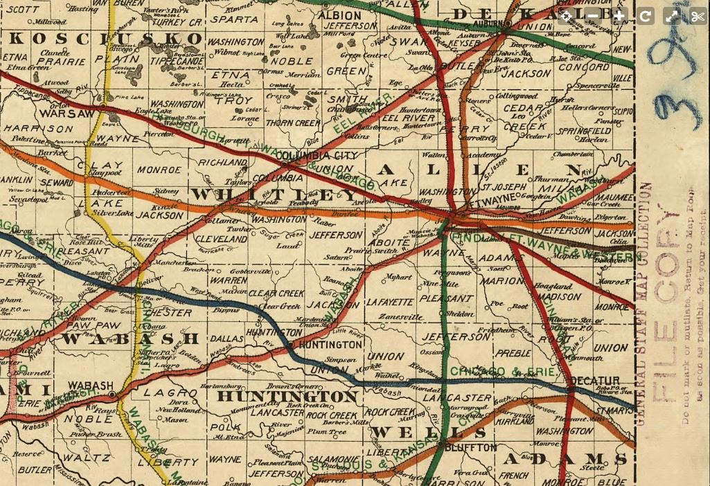 1896 Allen County railroads map
