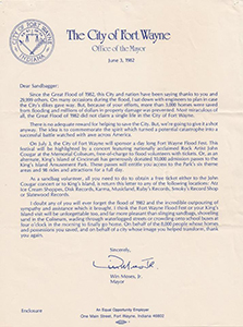 1982 City of Fort Wayne flood letter