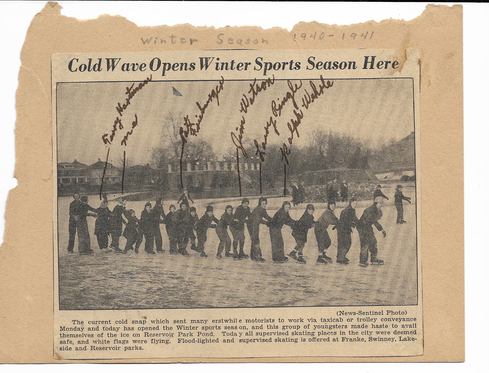 1940-1941 ice skaters Reservoir Park