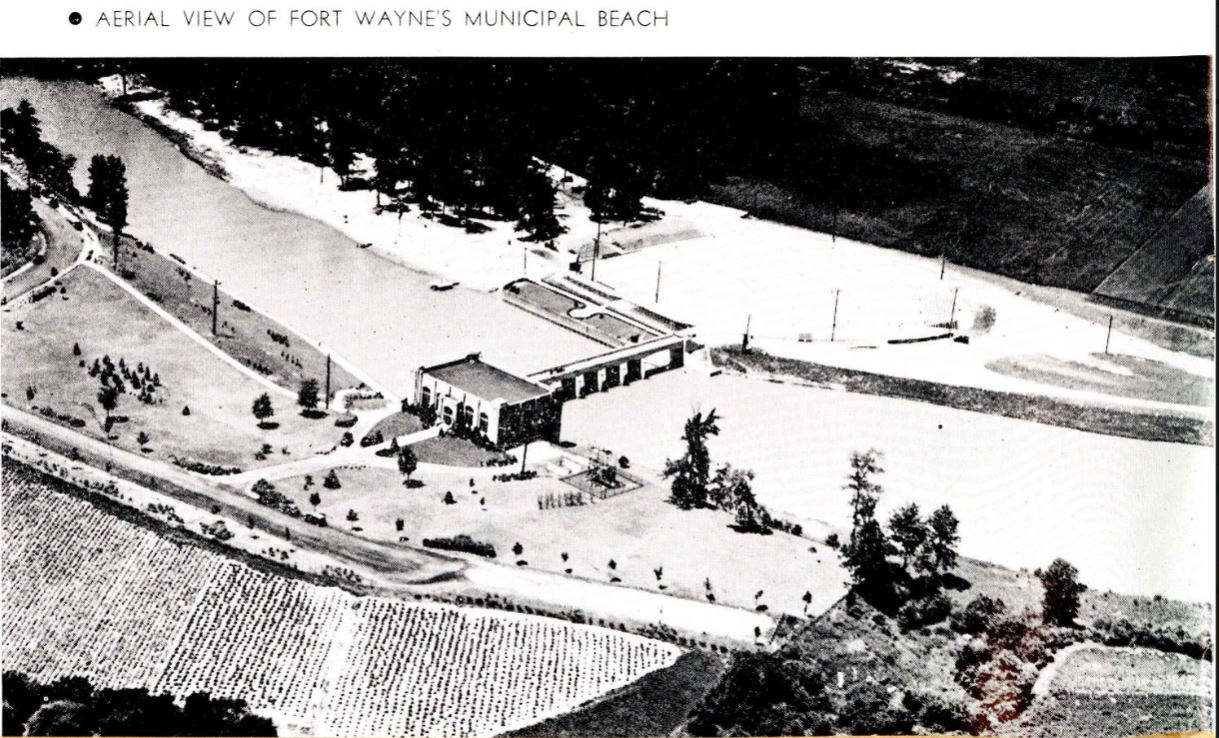 1950 aerial view Fort Wayne Municipal Beach