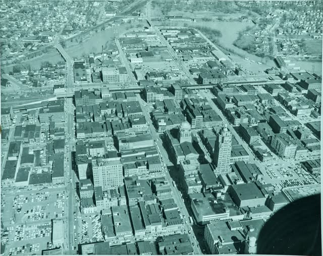 1957 aerial view downtown Fort Wayne