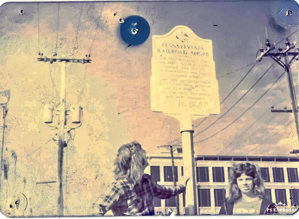 1975 sign for Pennsylvania RR Shops