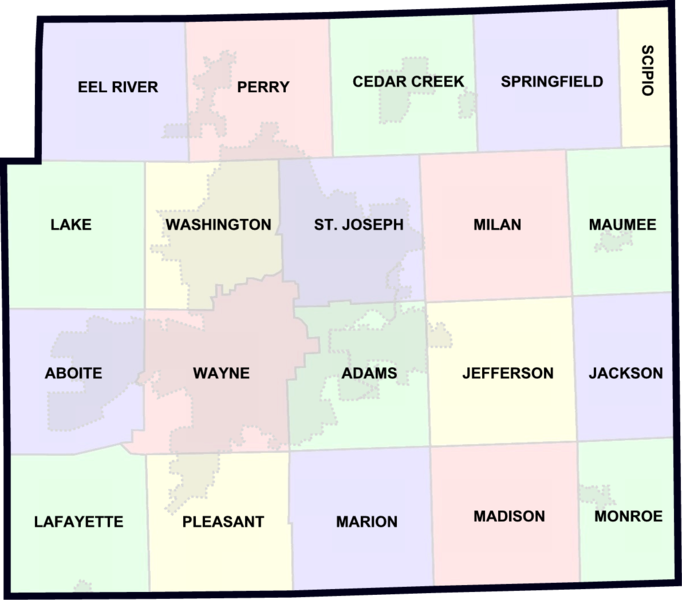 Allen County, Indiana Township map